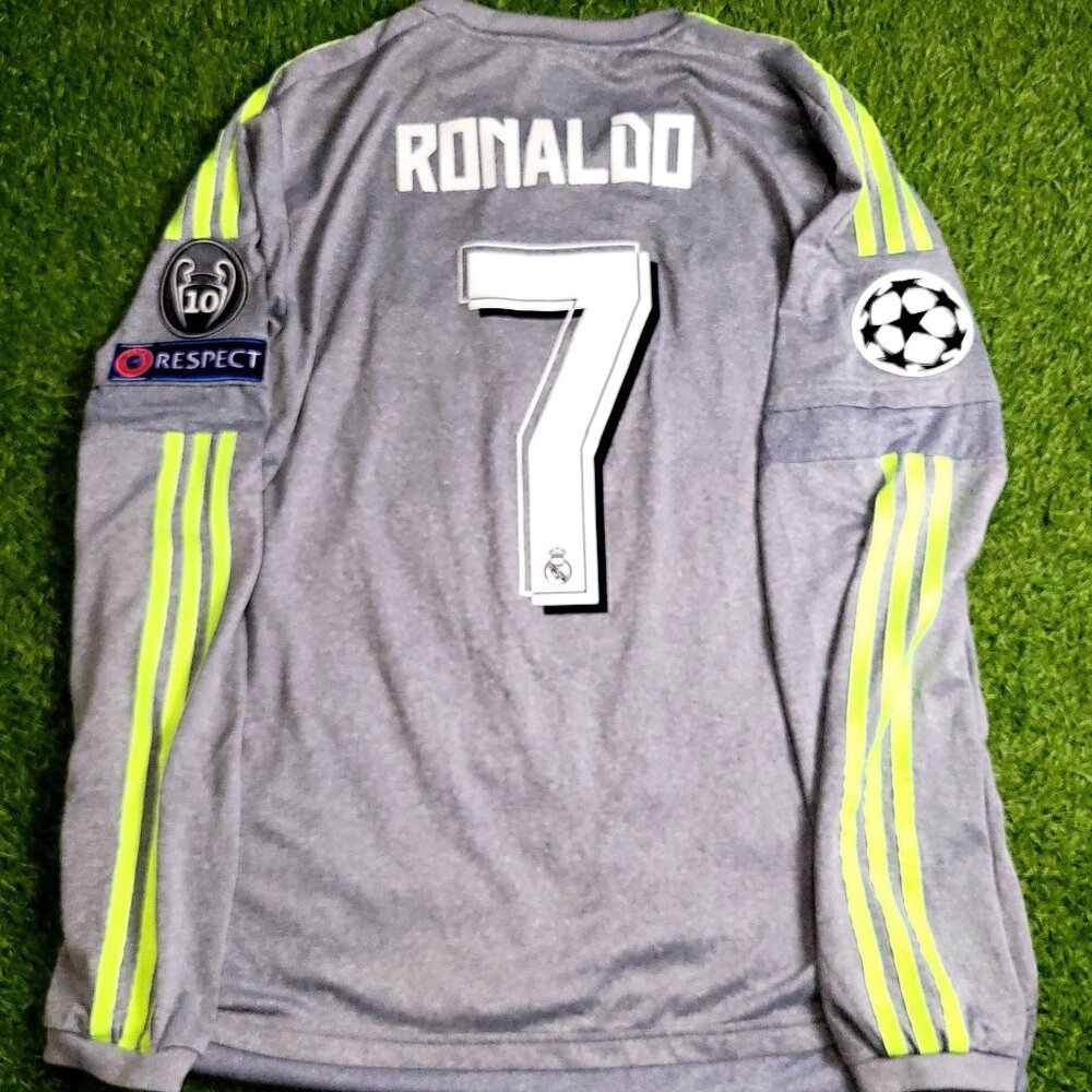 Cristiano Ronaldo Real Madrid 2015 2016 Away Long Sleeve Soccer Jersey Shirt L